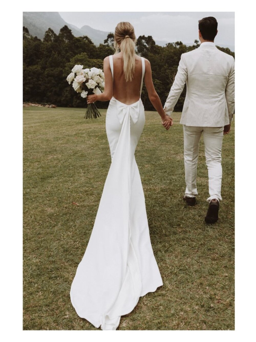 Grace Loves Lace Martini Backless Crepe Wedding Dress with Detachable Silk Bow